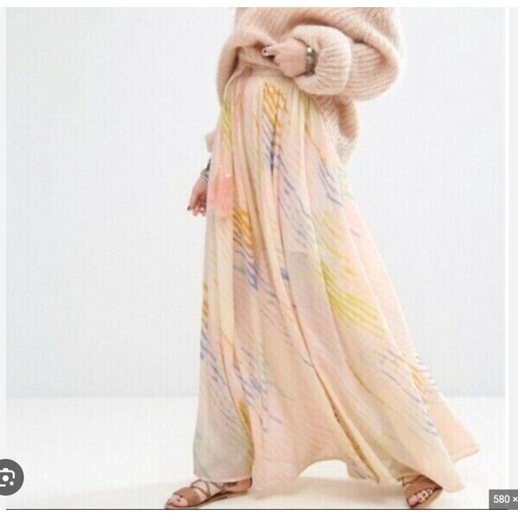 Free People Dresses & Skirts - Free People True To You Maxi Skirt Sheer Striped High Waist L